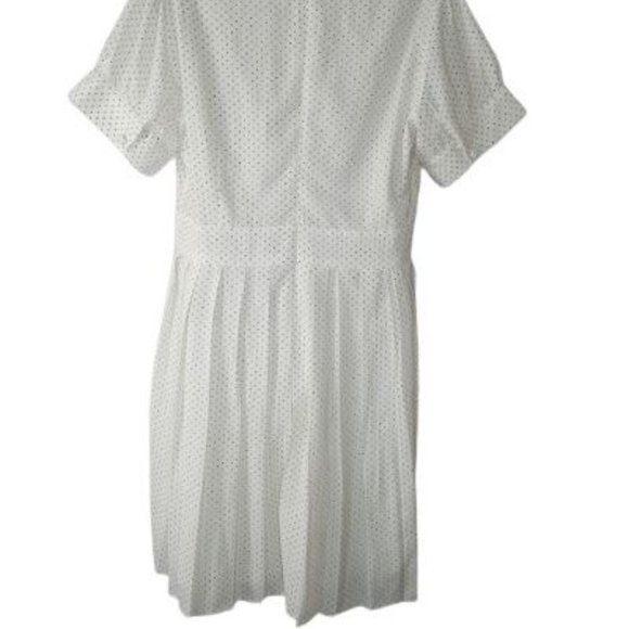 Chicline Ivory Black Polka Dot Pleated Fit and Flare Mini Dress - Picture 3 of 3
